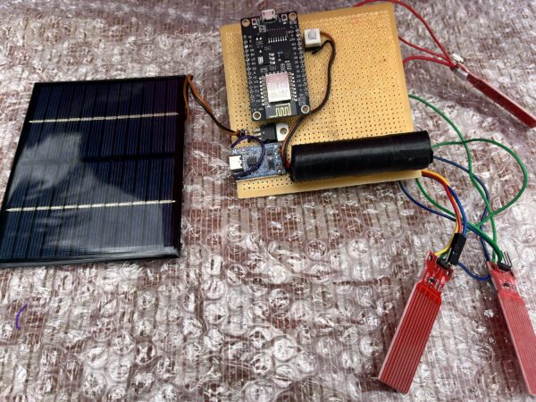 it is a IoT Device *Solar panel *Liquid level sensors x 3 *Microcontroller board. x 1 *Rechargeble battery with charging board x 1