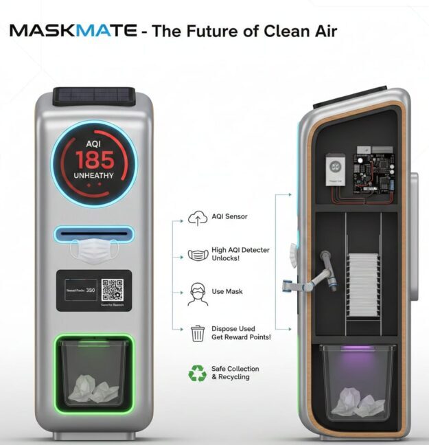 Support For Smart Mask Dispenser With Safe Disposal System for Healthy World