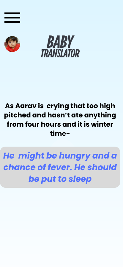 Mock Ui OF Baby Translator result