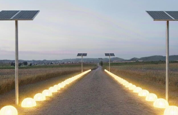 Solar pebble road markers