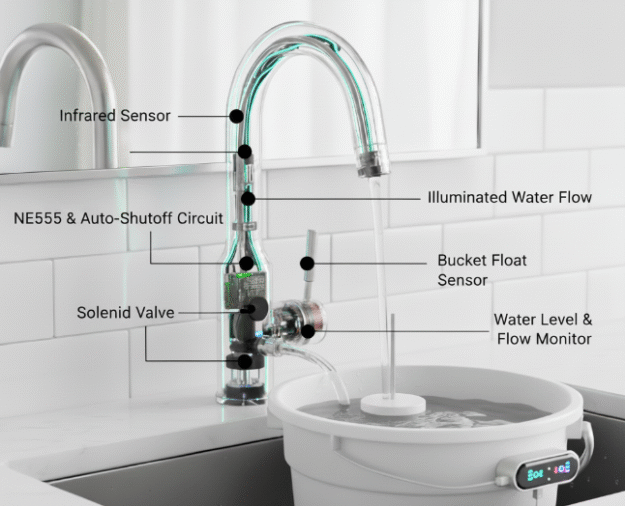 Automatically tap with bucket float sensor