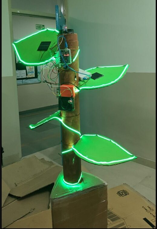 Solar powered air purifying street light pole